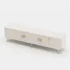 Modern Off White TV Stand for 2159mm TVs with 4 Drawers & Doors MDF