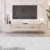 2200mm Rectangle Off White TV Stand Media Console for with 4 Drawers & Doors