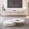 2200mm Rectangle Off White TV Stand Media Console for with 4 Drawers & Doors