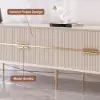 2200mm Rectangle Off White TV Stand Media Console for with 4 Drawers & Doors