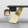 Modern 160 cm Rectangular Black Rubberwood Desk with Drawer & Gold Base