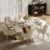 Silexa Modern 1803 mm Rectangular Glossy Sintered Stone Dining Table, Seats 6 – Gold
