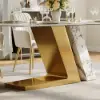 Silexa Modern 1803 mm Rectangular Glossy Sintered Stone Dining Table, Seats 6 – Gold