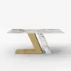 Silexa Modern 1803 mm Rectangular Glossy Sintered Stone Dining Table, Seats 6 – Gold