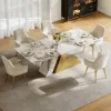 Silexa Modern 2007 mm Rectangular Glossy Sintered Stone Dining Table, Seats 6 – Gold