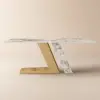 Silexa Modern 2007 mm Rectangular Glossy Sintered Stone Dining Table, Seats 6 – Gold