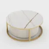 28"-35" Round Nesting Coffee Table Set with Sintered Stone Top & Drawer