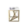 500mm Square Side Table White Marble End Table with Gold Stainless Steel Base