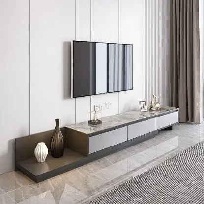 Picture of Fero Sintered Stone Extendable TV Stand with 3 Drawers (200 - 360 cm)