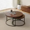 Fero 60 - 80 cm Walnut Round Nesting Coffee Table
