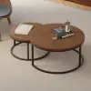 Fero 60 - 80 cm Walnut Round Nesting Coffee Table