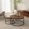 Fero 60 - 80 cm Walnut Round Nesting Coffee Table