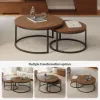 Fero 60 - 80 cm Walnut Round Nesting Coffee Table