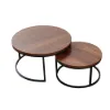 Fero 60 - 80 cm Walnut Round Nesting Coffee Table
