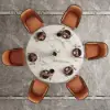 1500mm Contemporary Round Dining Table with Faux Marble Top in White & Gold