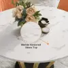 1500mm Contemporary Round Dining Table with Faux Marble Top in White & Gold
