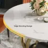 1500mm Contemporary Round Dining Table with Faux Marble Top in White & Gold