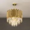 Kitoney Modern Gold 3-Light Tiered Crystal Chandelier for Living Room and Dining Room