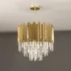 Kitoney Modern Gold 3-Light Tiered Crystal Chandelier for Living Room and Dining Room