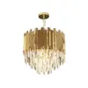 Kitoney Modern Gold 3-Light Tiered Crystal Chandelier for Living Room and Dining Room