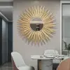 33.7" Luxury Creative Gold Sunburst Large Metal Wall Mirror Decor Art for Living Room