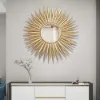 33.7" Luxury Creative Gold Sunburst Large Metal Wall Mirror Decor Art for Living Room