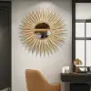 33.7" Luxury Creative Gold Sunburst Large Metal Wall Mirror Decor Art for Living Room