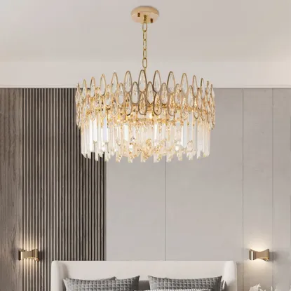 Ketose Modern Gold 9-Light Crystal Chandelier with Adjustable Chain