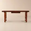 Rustic 180 cm Rectangular Natural Rubberwood Desk with Drawer Storage