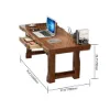 Rustic 180 cm Rectangular Natural Rubberwood Desk with Drawer Storage