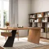 Modern 180 cm Rectangular Walnut Rubberwood Desk with Drawer