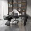 Modern 180 cm Rectangular Black Rubberwood Desk with Drawer