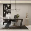 Modern 180 cm Rectangular Black Rubberwood Desk with Drawer