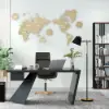 Modern 180 cm Rectangular Black Rubberwood Desk with Drawer