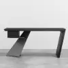 Modern 180 cm Rectangular Black Rubberwood Desk with Drawer
