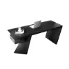 Modern 180 cm Rectangular Black Rubberwood Desk with Drawer