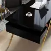 Hungled Modern 180 cm Rectangular Black Executive Desk with Storage Cabinet
