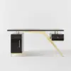 Hungled Modern 180 cm Rectangular Black Executive Desk with Storage Cabinet