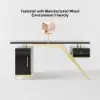Hungled Modern 180 cm Rectangular Black Executive Desk with Storage Cabinet