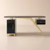 Hungled Modern 180 cm Rectangular Black Executive Desk with Storage Cabinet