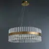 Fixedo Modern Glass Chandelier with Round Frame in Brass and Adjustable Cables