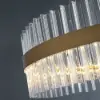 Fixedo Modern Glass Chandelier with Round Frame in Brass and Adjustable Cables
