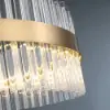 Fixedo Modern Glass Chandelier with Round Frame in Brass and Adjustable Cables