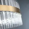 Fixedo Modern Glass Chandelier with Round Frame in Brass and Adjustable Cables