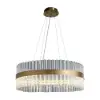 Fixedo Modern Glass Chandelier with Round Frame in Brass and Adjustable Cables