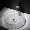 Vessel Transparent Diamond Shaped Crystal Glass Bathroom Wash Sink