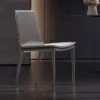 Grey Saddle Leather Upholstered High Back Dining Chair (Set of 2)