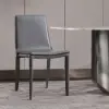 Grey Saddle Leather Upholstered High Back Dining Chair (Set of 2)