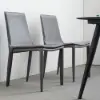 Grey Saddle Leather Upholstered High Back Dining Chair (Set of 2)