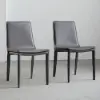 Grey Saddle Leather Upholstered High Back Dining Chair (Set of 2)